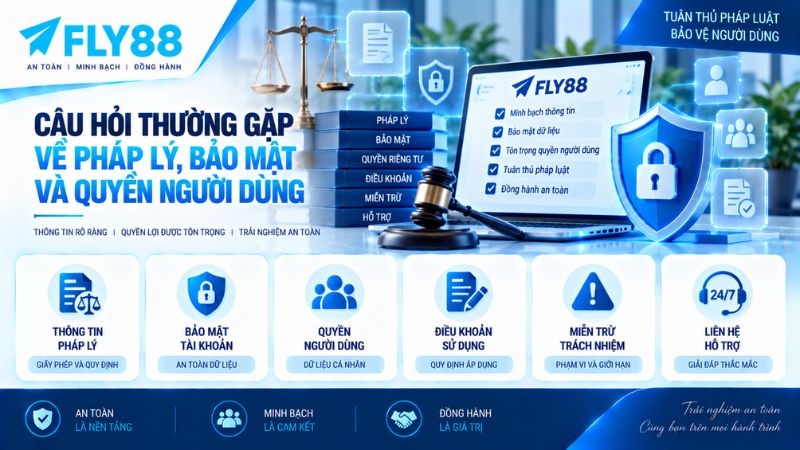 Câu hỏi thường gặp về pháp lý FLY88, bảo mật tài khoản, quyền người dùng và điều khoản sử dụng
