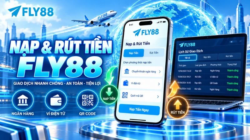 Giao diện nạp và rút tiền FLY88 trên điện thoại và máy tính